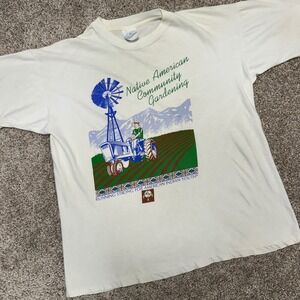 Vintage Native American Community Gardening Tshirt NO SIZE TAG USA‎ Made 90s